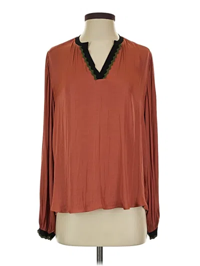 Pre-owned Current Air Long Sleeve Blouse In Brown