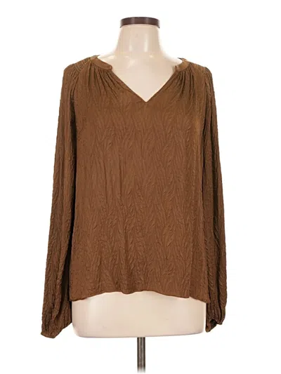 Pre-owned Current Air Long Sleeve Blouse In Brown