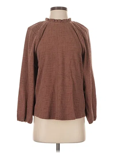 Pre-owned Current Air Long Sleeve Blouse In Brown
