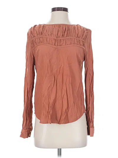 Pre-owned Current Air Long Sleeve Blouse In Brown