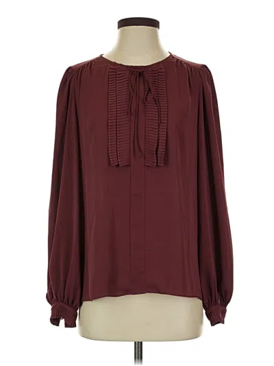 Pre-owned Current Air Long Sleeve Blouse In Burgundy