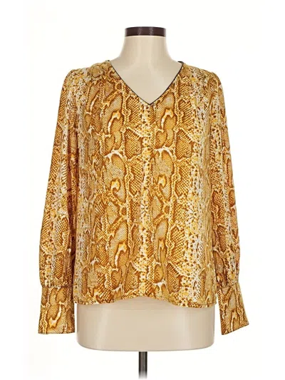 Pre-owned Current Air Long Sleeve Blouse In Gold