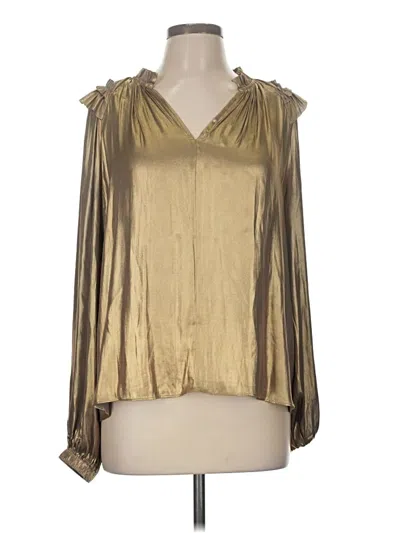 Pre-owned Current Air Long Sleeve Blouse In Gold