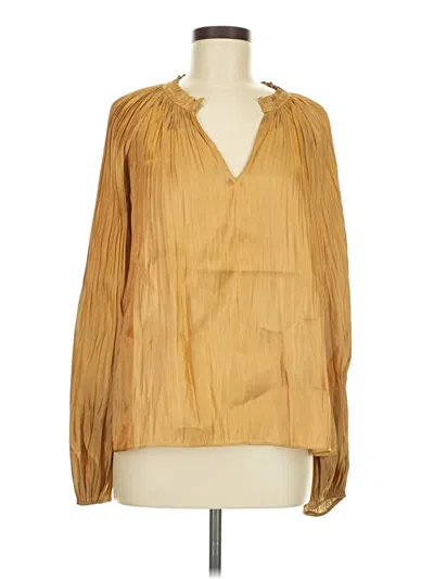 Pre-owned Current Air Long Sleeve Blouse In Gold
