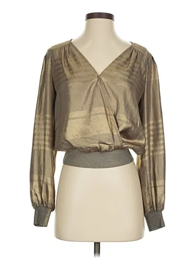 Pre-owned Current Air Long Sleeve Blouse In Gold