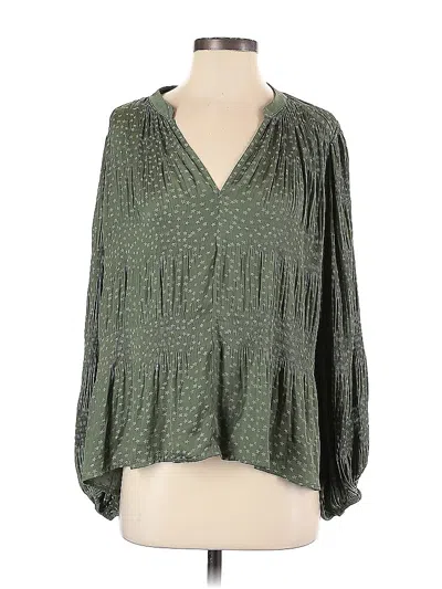 Pre-owned Current Air Long Sleeve Blouse In Green