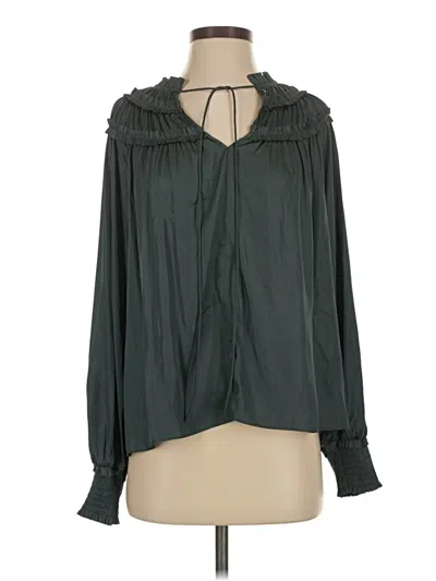 Pre-owned Current Air Long Sleeve Blouse In Green