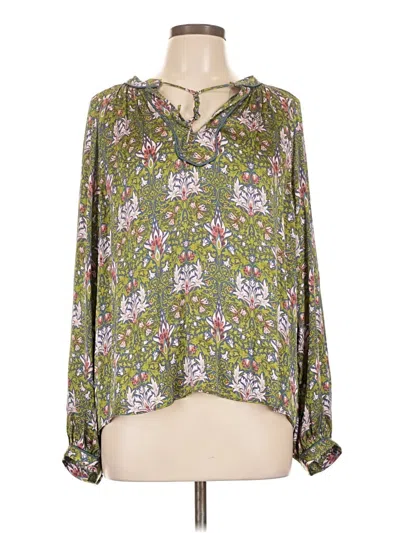Pre-owned Current Air Long Sleeve Blouse In Green