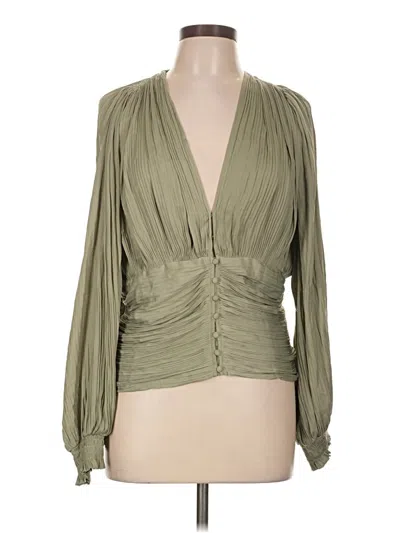 Pre-owned Current Air Long Sleeve Blouse In Green
