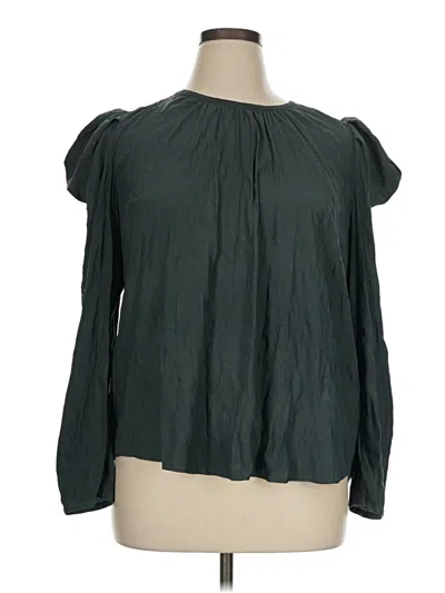 Pre-owned Current Air Long Sleeve Blouse In Green