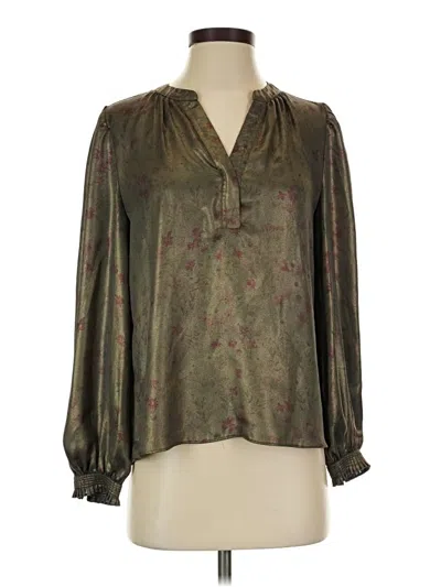 Pre-owned Current Air Long Sleeve Blouse In Green