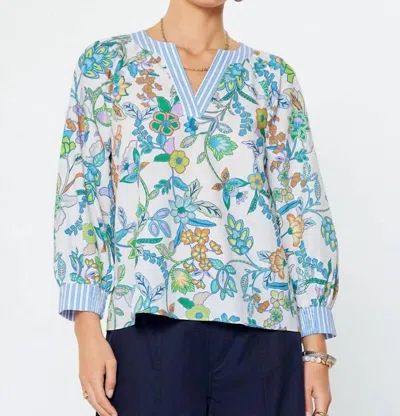 Current Air Long Sleeve Blouse In Blue