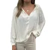 CURRENT AIR LONG SLEEVE BLOUSE IN ECRU