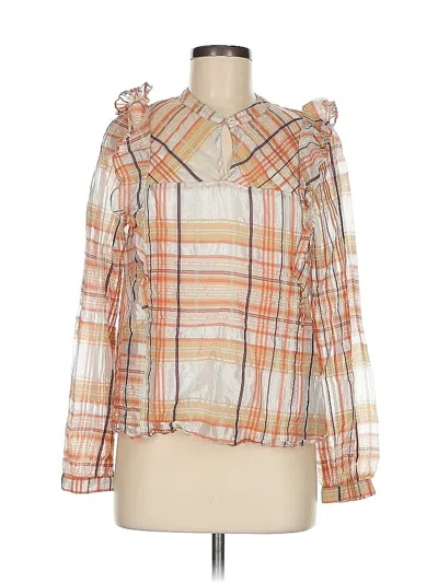 Pre-owned Current Air Long Sleeve Blouse In Orange