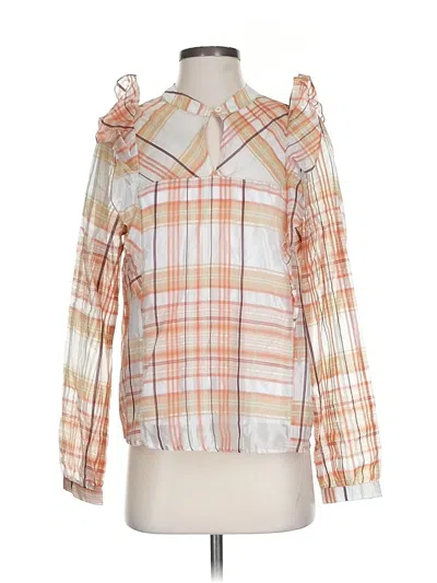Pre-owned Current Air Long Sleeve Blouse In Orange