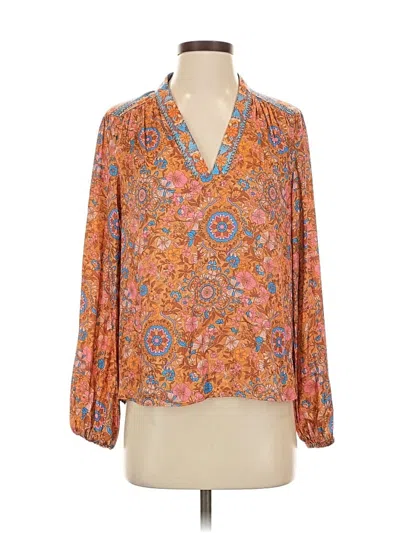 Pre-owned Current Air Long Sleeve Blouse In Orange