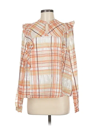Pre-owned Current Air Long Sleeve Blouse In Orange