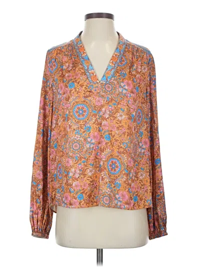 Pre-owned Current Air Long Sleeve Blouse In Orange