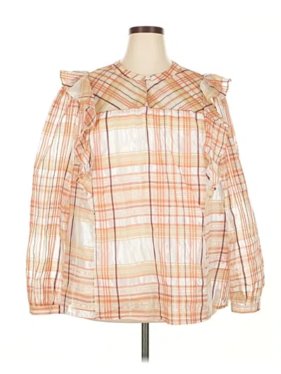 Pre-owned Current Air Long Sleeve Blouse In Orange