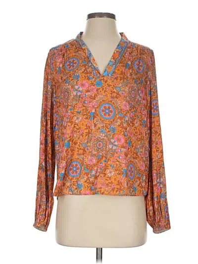 Pre-owned Current Air Long Sleeve Blouse In Orange
