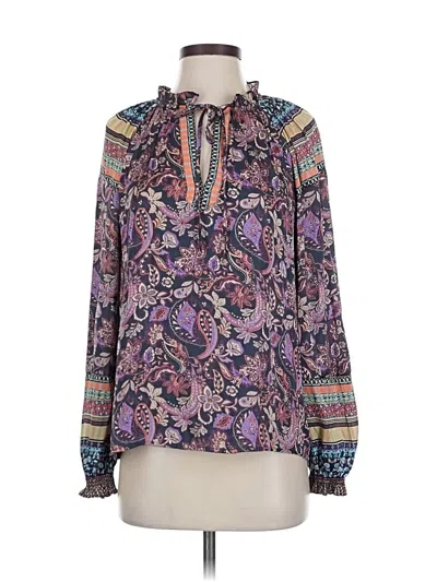 Pre-owned Current Air Long Sleeve Blouse In Purple