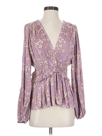 Pre-owned Current Air Long Sleeve Blouse In Purple