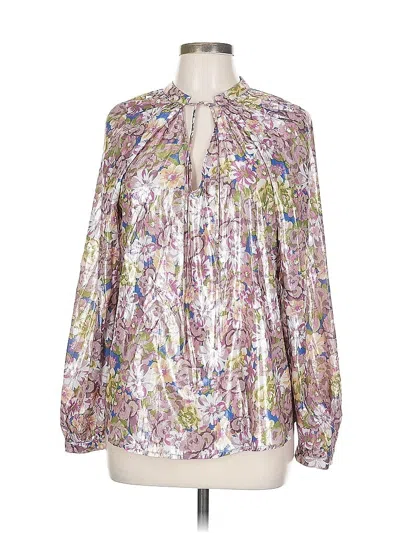 Pre-owned Current Air Long Sleeve Blouse In Silver