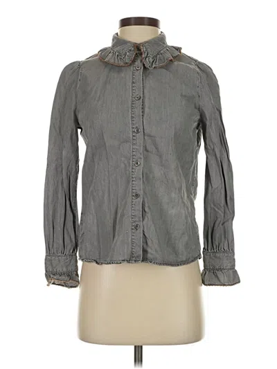 Pre-owned Current Air Long Sleeve Button Down Shirt In Gray