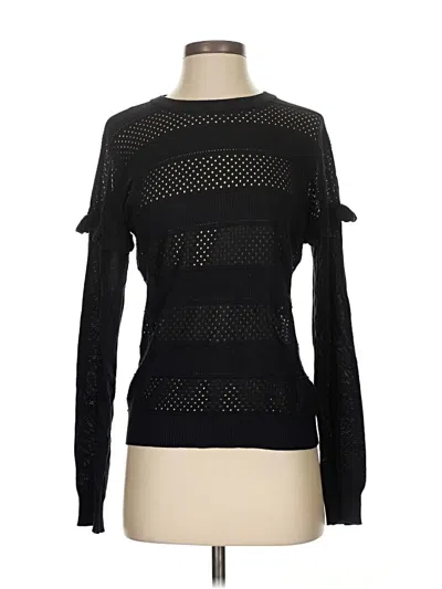 Pre-owned Current Air Long Sleeve Top Black Keyhole Neckline Tops