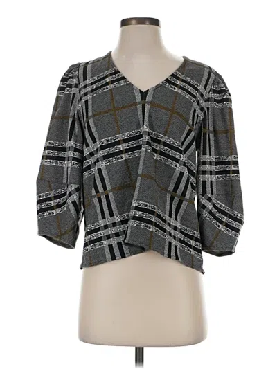 Pre-owned Current Air Long Sleeve Top Gray Plunge Neckline Tops