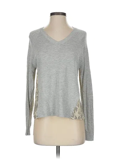 Pre-owned Current Air Long Sleeve Top Gray V Neck Tops