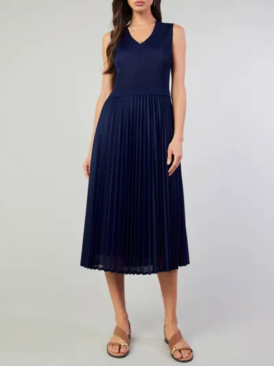 Current Air Lowen Pleated Dress In Navy In Blue