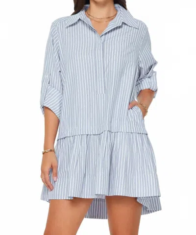 Current Air Luna Striped Drop Waist Mini Dress In Blue