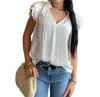 Current Air Marcia Layered Lace Sleeve Top In White In White