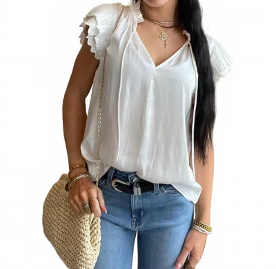 Current Air Marcia Layered Lace Sleeve Top In White