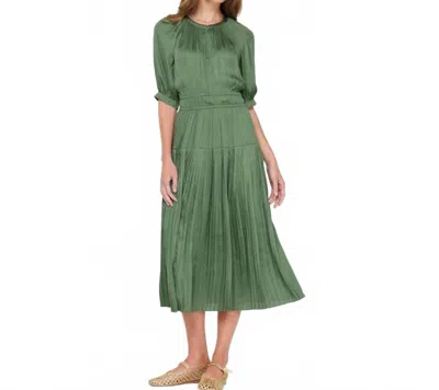 Current Air Marlo Pleated Skirt Midi Dress In Dusty Green