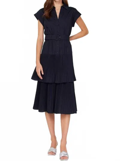 Current Air Melinda Tiered Midi Dress In Navy In Blue