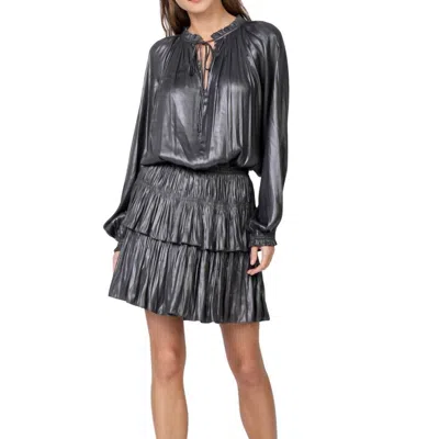 Current Air Metallic Drop Waist Dress In Grey