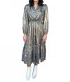 Current Air Metallic Floral Midi Dress In Bronze In Multi