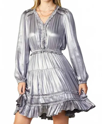 Current Air Metallic Luster Mini Dress In Silver