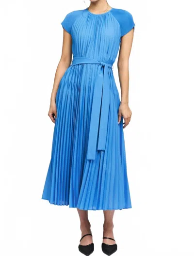 Current Air Mona Pleated Maxi Dress In Azure Blue