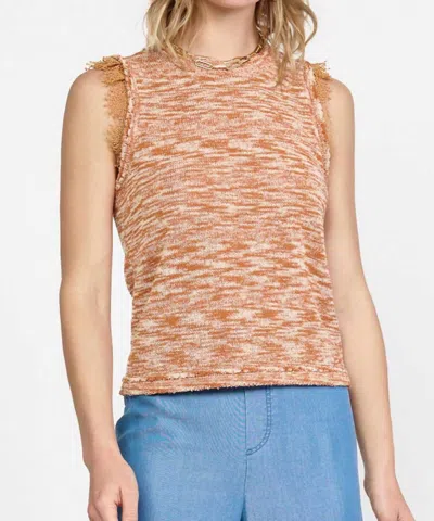 Current Air Nadia Lace Trimmed Sleeveless Sweater In Multi Rust In Beige