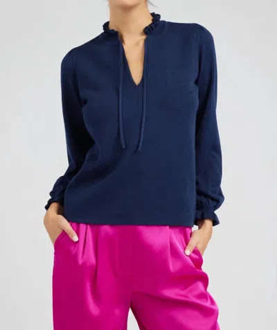 Current Air Natasha Long Sleeve Sweater In Navy In Blue