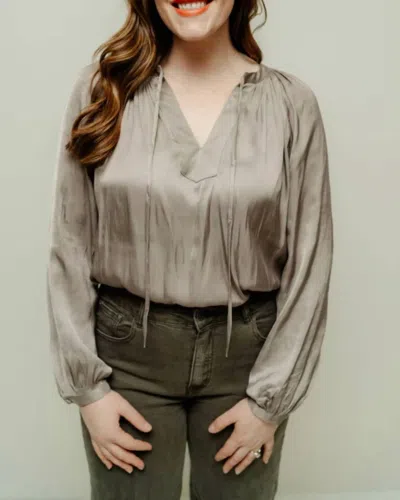 Current Air Niki Long Sleeve Blouse In Grey Stone In Gray