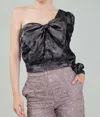 Current Air One Shoulder Bow Top In Plum Grey In Multi