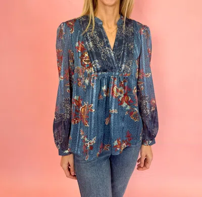 Current Air Ophelia Pattern Blouse In Blue