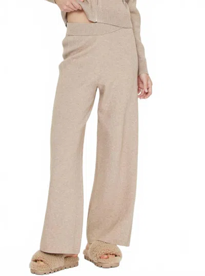 Current Air Paige Knit Wide Leg Pants In Millet In Animal Print