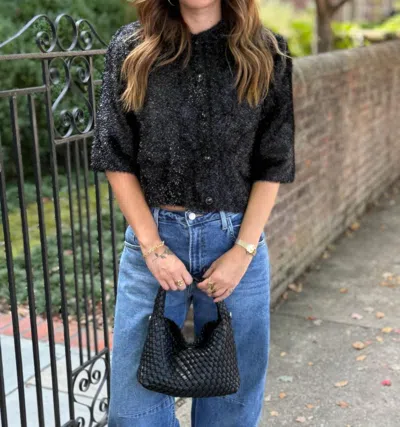 Current Air Paige Short Sleeve Sweater In Black