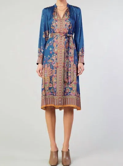 Current Air Paisley Printed Midi Dress In Blue