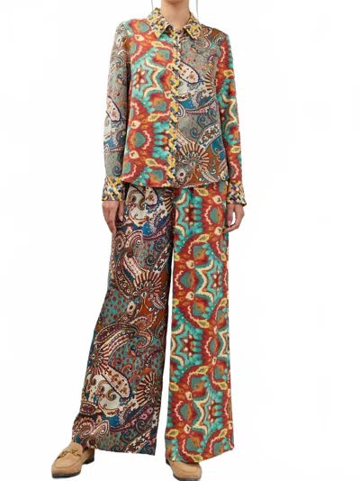 Current Air Pattern Button Down Shirt In Brown Multi